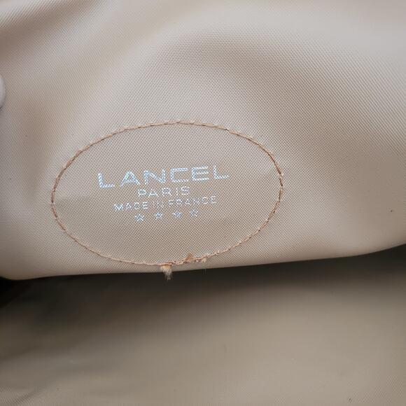 Lancel Paris Vintage Zip Pouch Handbag Nylon Leather Beige Designer Guality - Picture 9 of 9